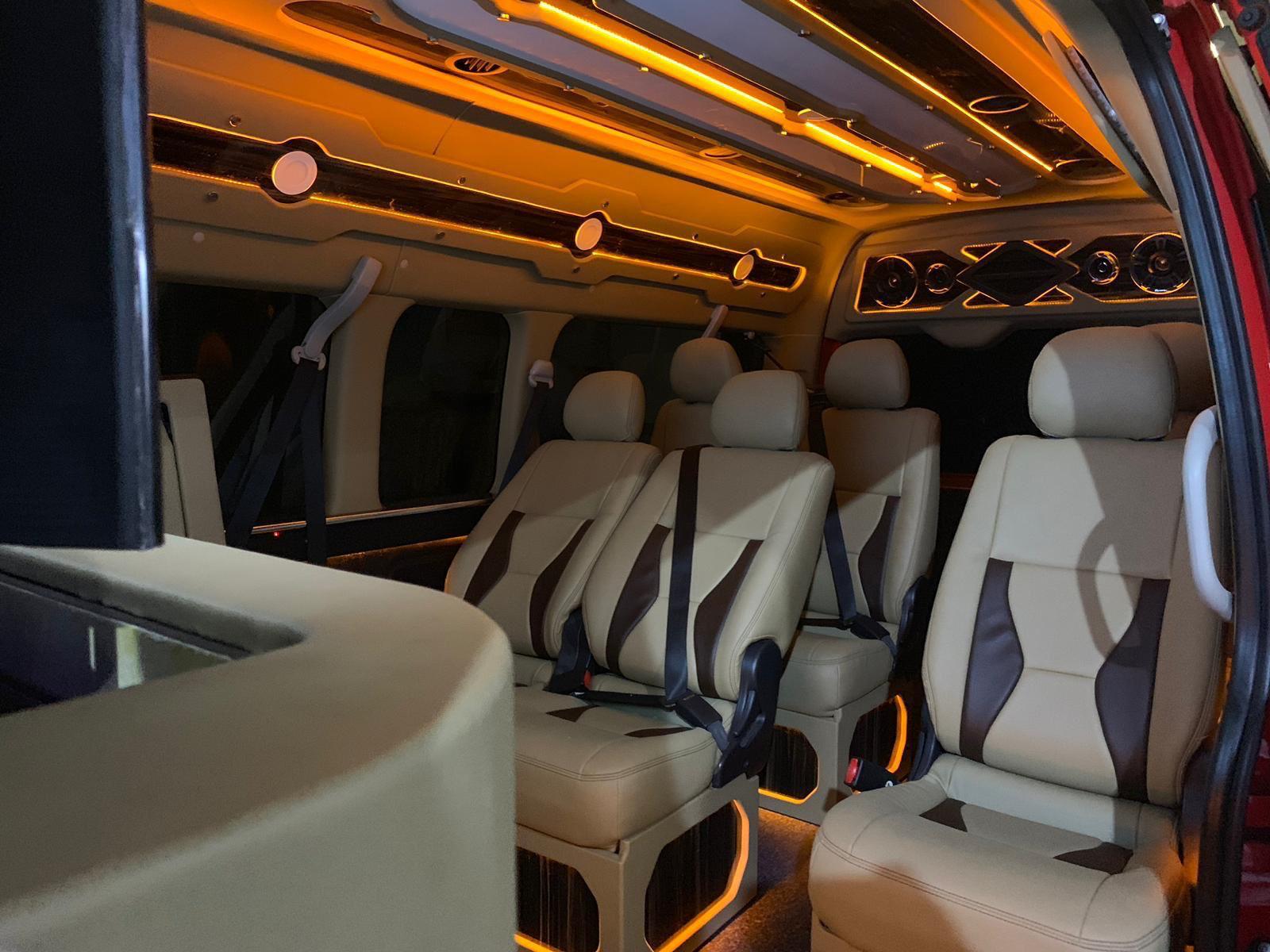 Luxury MaxiCab interior with amber ambient lighting
